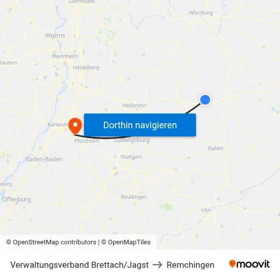 Verwaltungsverband Brettach/Jagst to Remchingen map
