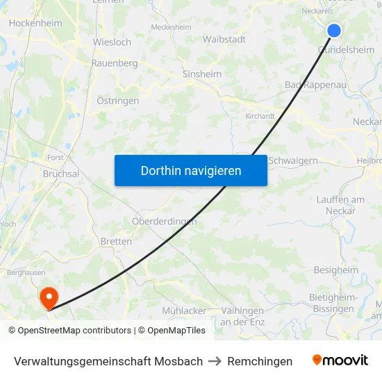 Verwaltungsgemeinschaft Mosbach to Remchingen map