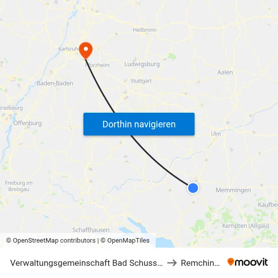 Verwaltungsgemeinschaft Bad Schussenried to Remchingen map