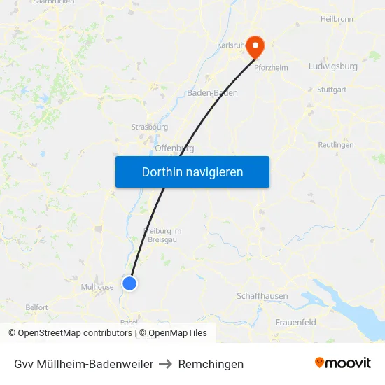 Gvv Müllheim-Badenweiler to Remchingen map