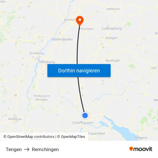 Tengen to Remchingen map
