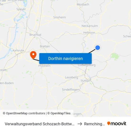 Verwaltungsverband Schozach-Bottwartal to Remchingen map