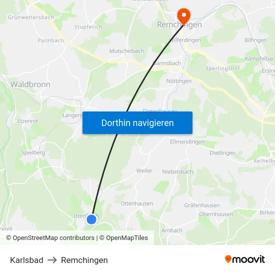 Karlsbad to Remchingen map