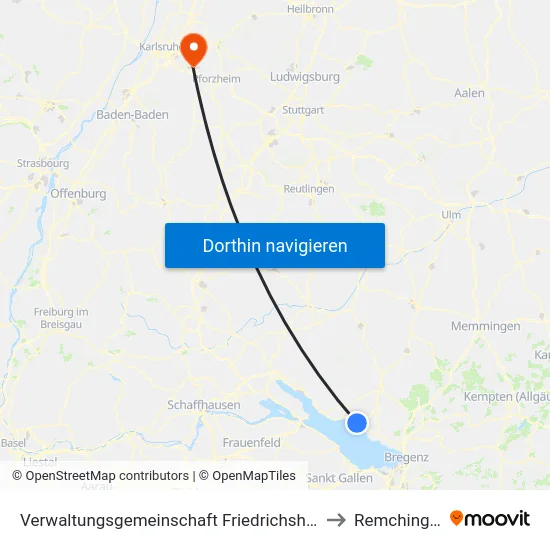 Verwaltungsgemeinschaft Friedrichshafen to Remchingen map