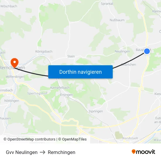 Gvv Neulingen to Remchingen map