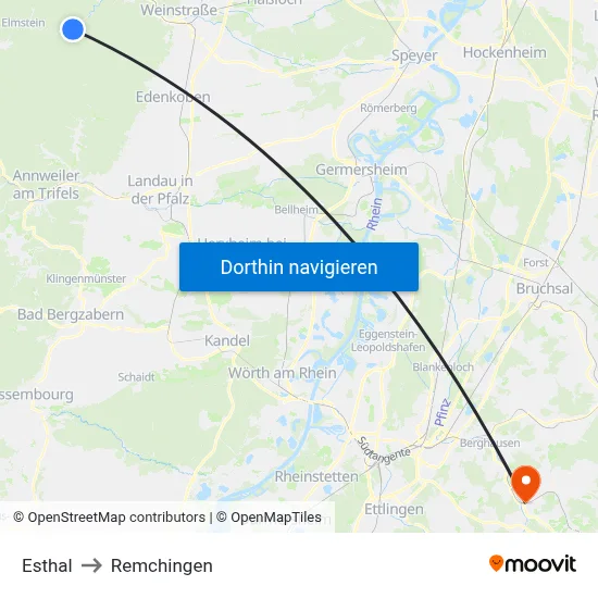Esthal to Remchingen map
