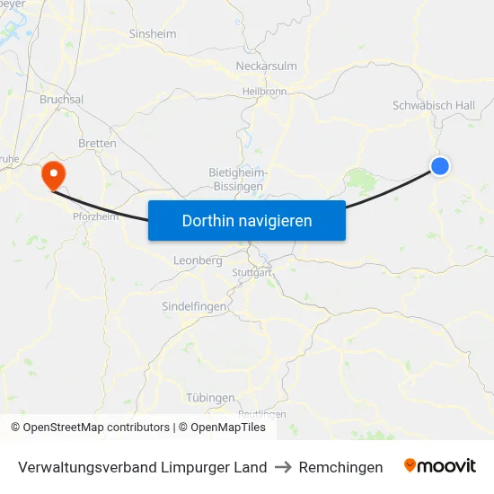 Verwaltungsverband Limpurger Land to Remchingen map