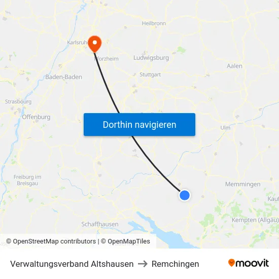 Verwaltungsverband Altshausen to Remchingen map