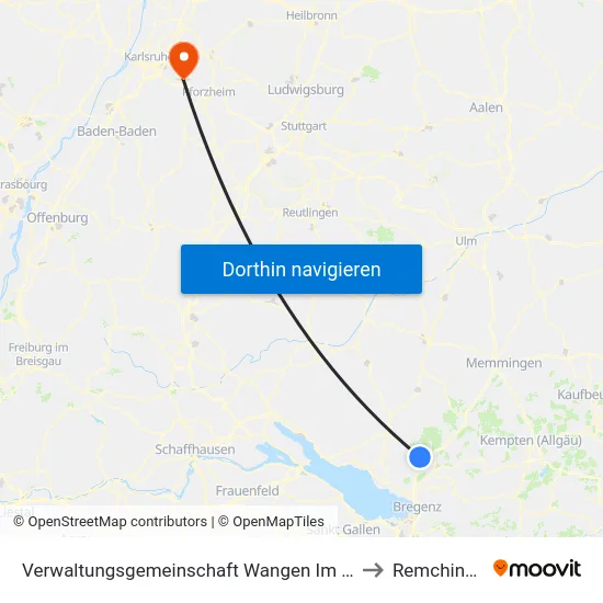 Verwaltungsgemeinschaft Wangen Im Allgäu to Remchingen map
