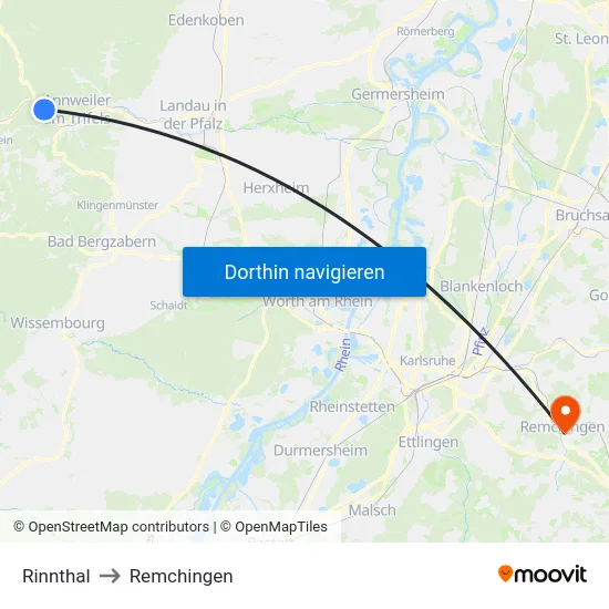 Rinnthal to Remchingen map