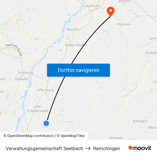 Verwaltungsgemeinschaft Seelbach to Remchingen map