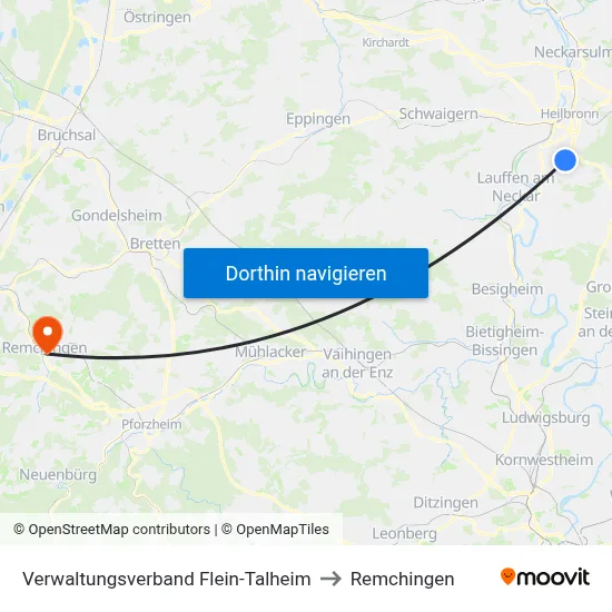 Verwaltungsverband Flein-Talheim to Remchingen map