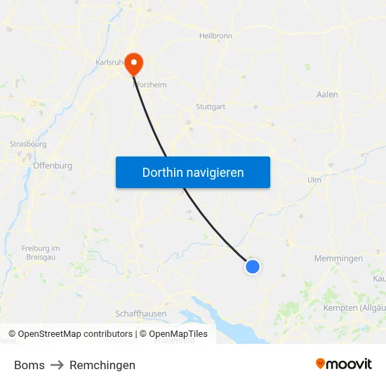 Boms to Remchingen map