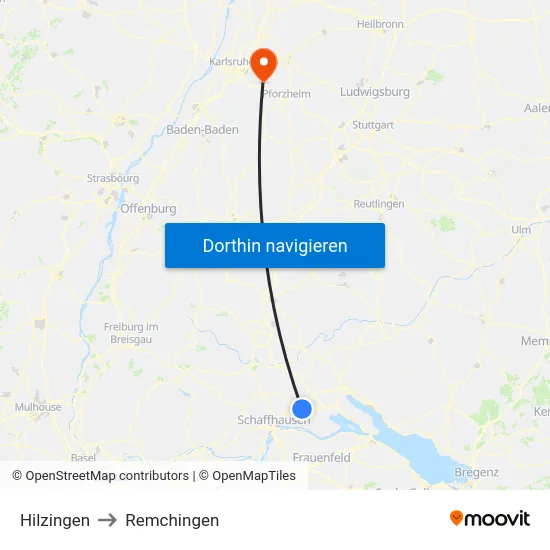 Hilzingen to Remchingen map