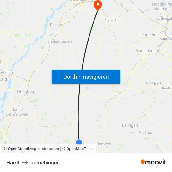 Hardt to Remchingen map