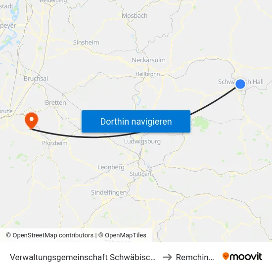 Verwaltungsgemeinschaft Schwäbisch Hall to Remchingen map