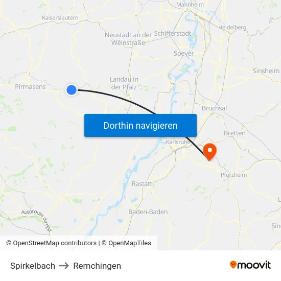 Spirkelbach to Remchingen map