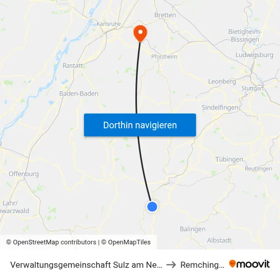 Verwaltungsgemeinschaft Sulz am Neckar to Remchingen map