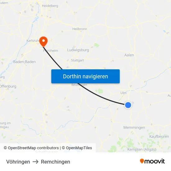 Vöhringen to Remchingen map