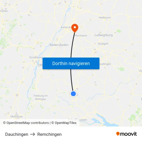 Dauchingen to Remchingen map