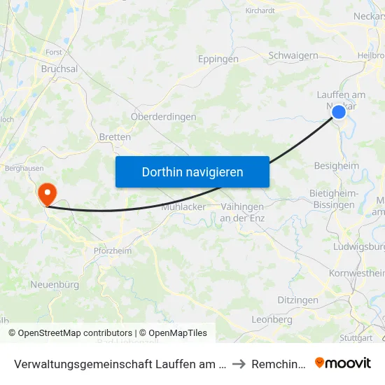 Verwaltungsgemeinschaft Lauffen am Neckar to Remchingen map