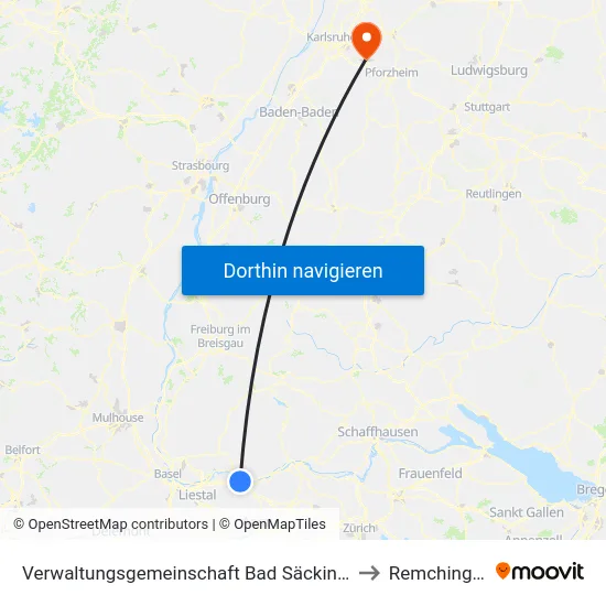 Verwaltungsgemeinschaft Bad Säckingen to Remchingen map