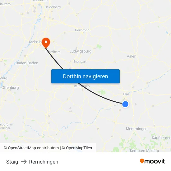 Staig to Remchingen map
