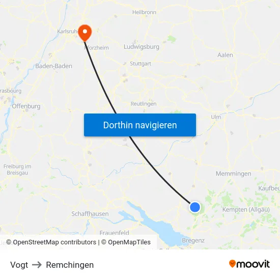 Vogt to Remchingen map