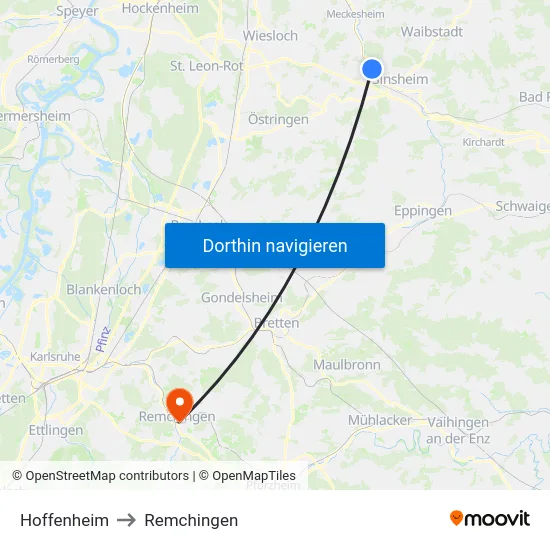 Hoffenheim to Remchingen map