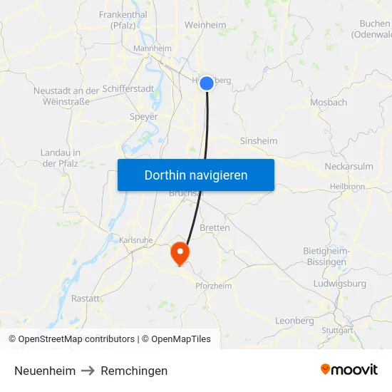 Neuenheim to Remchingen map