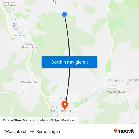 Wöschbach to Remchingen map
