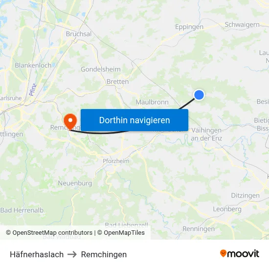 Häfnerhaslach to Remchingen map