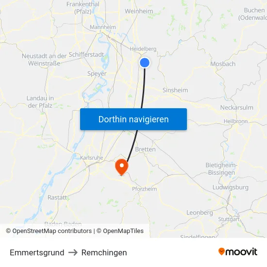 Emmertsgrund to Remchingen map