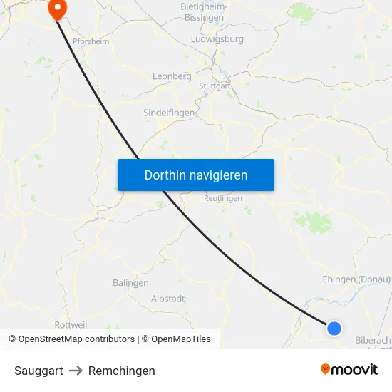 Sauggart to Remchingen map