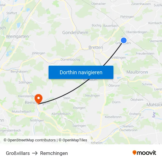 Großvillars to Remchingen map