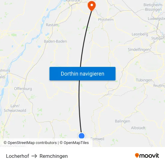 Locherhof to Remchingen map
