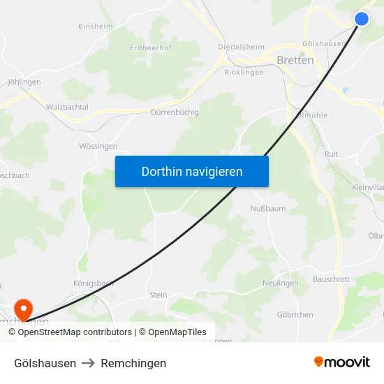 Gölshausen to Remchingen map