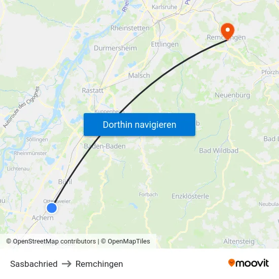 Sasbachried to Remchingen map