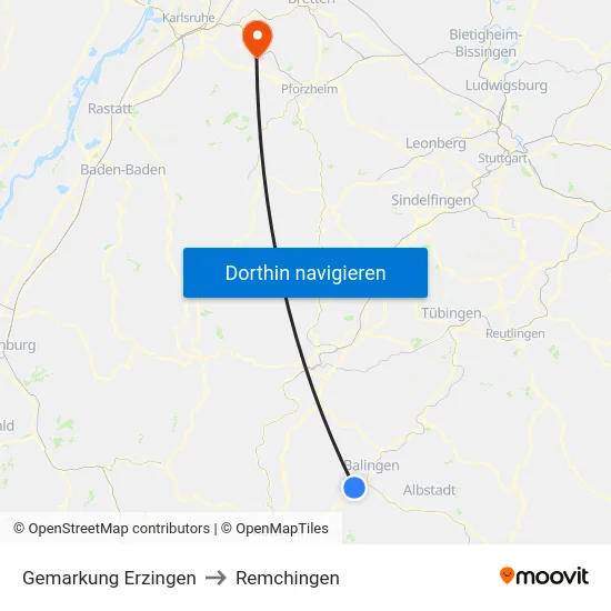 Gemarkung Erzingen to Remchingen map