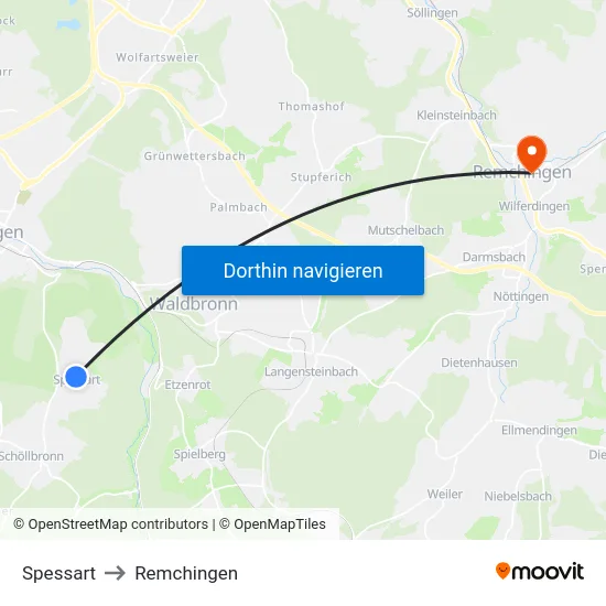 Spessart to Remchingen map