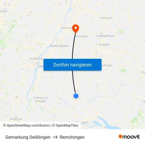 Gemarkung Deißlingen to Remchingen map