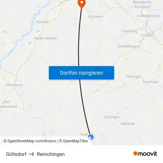Göllsdorf to Remchingen map