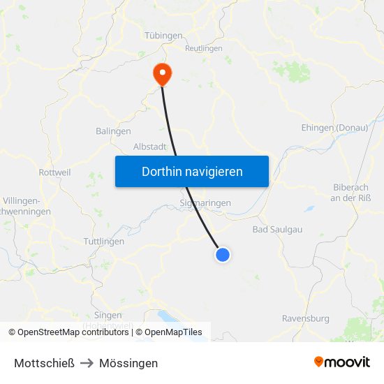 Mottschieß to Mössingen map