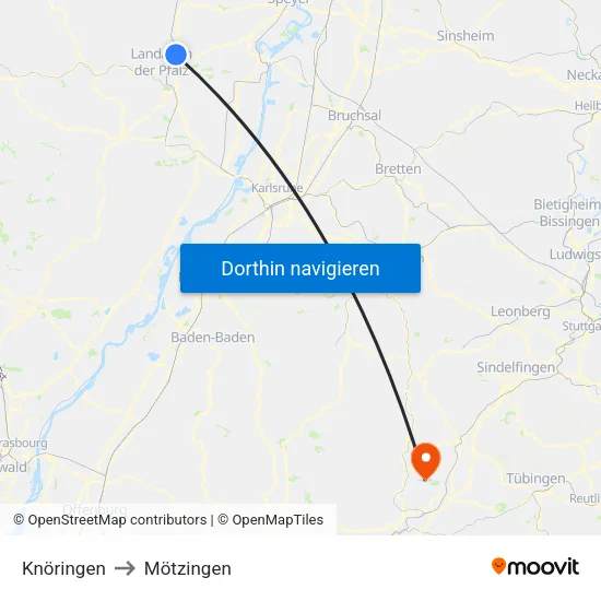 Knöringen to Mötzingen map