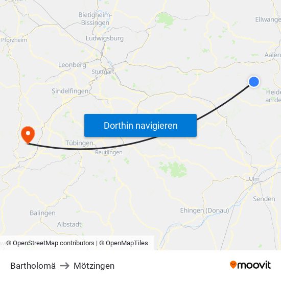 Bartholomä to Mötzingen map