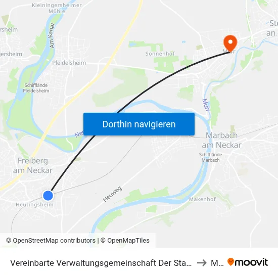Vereinbarte Verwaltungsgemeinschaft Der Stadt Freiberg am Neckar to Murr map