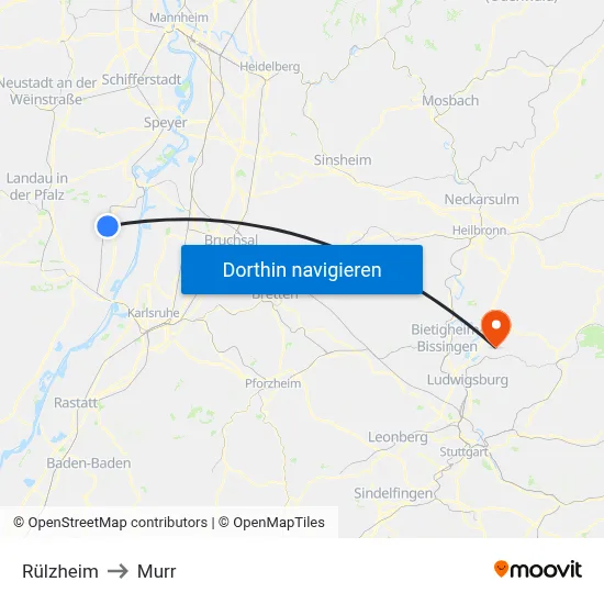 Rülzheim to Murr map