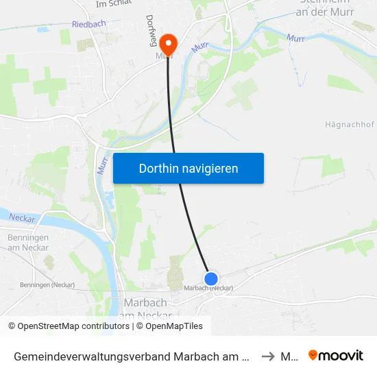 Gemeindeverwaltungsverband Marbach am Neckar to Murr map