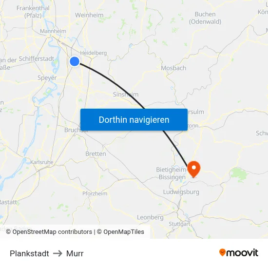 Plankstadt to Murr map