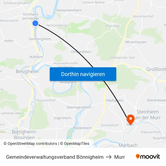 Gemeindeverwaltungsverband Bönnigheim to Murr map